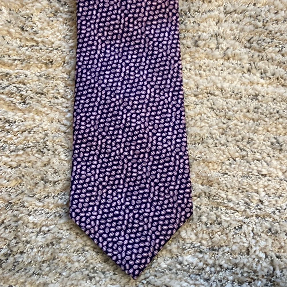Brooks Brothers Navy, Purple‎ and White Stain Resistant Tie- XL